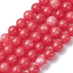 天然白翡翠の模造ばら輝石ビーズ連売り  ラウンド  染め  8mm  穴：1mm  約48個/連  15.16インチ（38.5cm）&nbsp;G-I299-F15-8mm