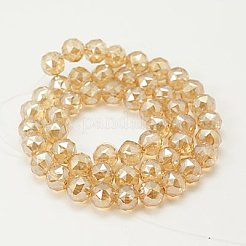 電気メッキガラスビーズセット  フルパール光沢メッキ  多面カット  ラウンド  ナバホホワイト  8mm  穴：1mm&nbsp;EGLA-J015-8mm-02