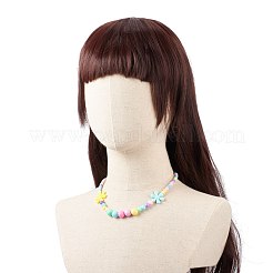 花不透明アクリル ストレッチ子供ネックレス  ミックスカラー  17.72インチ（45cm）&nbsp;NJEW-JN03973