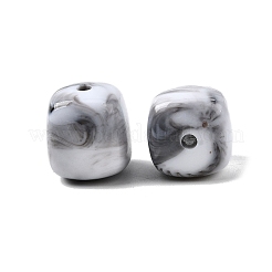 不透明なアクリルビーズ  天然石風  キューブ  ツートン  ホワイト  17x15.5x15.5mm  穴：3mm  143個/ 500g&nbsp;OACR-D320-01G