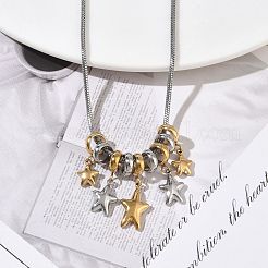 Duo Tone 304 Stainless Steel 5 Star Pendant Necklaces&nbsp;SA-CBAFEB5-01GP