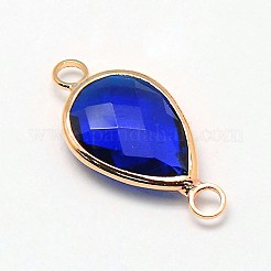Golden Tone Brass Glass Teardrop Links connectors&nbsp;GLAA-J010A-HF08-G