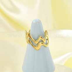 Wave 304 Stainless Steel Open Cuff Rings for Women&nbsp;RJEW-G338-18G