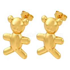 Bear Brass Stud Earrings&nbsp;EJEW-D322-04G