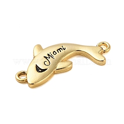 Beach Theme Rack Plating Brass Dolphin Connector Charms&nbsp;KK-P261-08G-G07