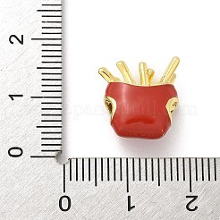 真鍮製エナメルビーズ  鉛フリー＆カドミウムフリー  18KGP本金メッキ  フライドポテト  14x13x6.5mm  穴：3.3x3mm&nbsp;KK-S511-27A-G