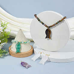 5Pcs Natural Gemstone Pendants&nbsp;PALLOY-FH00190