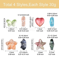 120g 4スタイル グラデーションカラー ベーキングペイント 透明ガラスビーズ  混合図形  ミックスカラー  10~15x13~15x5~8mm  穴：0.8~1.4mm  30g /スタイル&nbsp;DGLA-YW0001-40