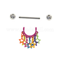 316l サージカルステンレス ニップル ネイル リング  スター  ミックスカラー  5mm&nbsp;FS-WG46EAC-01