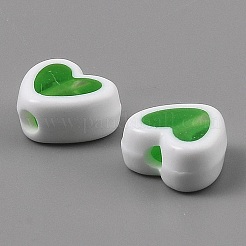 50 個のプラスチックビーズ  ハート  グリーン  7x8x4mm  穴：1.8mm  50個/袋&nbsp;KY-WH0006-03B