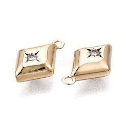 Brass Micro Pave Clear Cubic Zirconia Charms&nbsp;KK-Q764-003