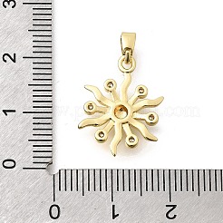 ブラスクリアキュービックジルコニアチャーム  太陽のチャーム  長持ちメッキ  18KGP本金メッキ  18x14x2mm  穴：5x3mm&nbsp;KK-B187-04G
