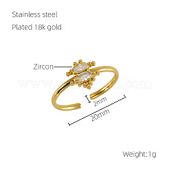 304 Stainless Steel Micro Pave Clear Cubic Zirconia Cuff Rings for Women&nbsp;FS-WGE9F4E-03