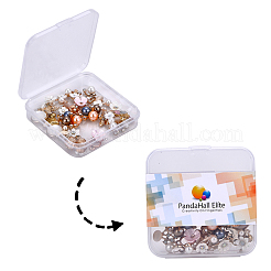 合金カボション  アクリル模造パールとラインストーン付き  ミックスカラー  74x72x17mm  16個/箱&nbsp;PALLOY-PH0005-70