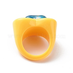 3D Resin Heart Finger Ring&nbsp;RJEW-JR00538-04