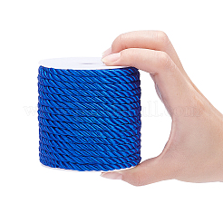 3プライポリエステル編組コード  ツイストロープ  DIYコードジュエリーのパーツ  ブルー  5mm  約18m /ロール&nbsp;OCOR-PH0001-27B