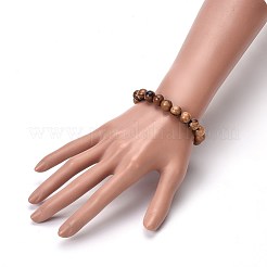 カップルウッドビーズストレッチブレスレット  ナチュラルボディビーズ付き  2-1/8インチ〜2-1/4インチ（5.3~5.7cm）  2個/セット&nbsp;BJEW-JB04121