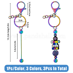 3個 3色メタルバービーズキーホルダー ジュエリー作り DIY クラフト用  カニカン付き  ミックスカラー  151mm  1pc /カラー&nbsp;KEYC-FH0001-41