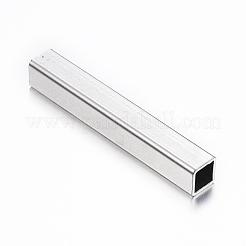 変色しにくい304ステンレススチールチューブビーズ  角穴  ステンレス鋼色  35x5mm  穴：4mm&nbsp;STAS-G137-22P