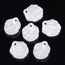 ABSプラスチックパール調ペンダント  花びら  乳白色  20x17x4mm  穴：1.8mm&nbsp;X-OACR-S020-12