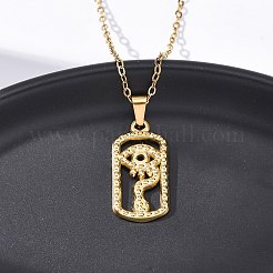 Rectangle with Eye 304 Stainless Steel Pendant Necklaces&nbsp;NJEW-H059-19G