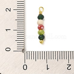 ガラスラウンドビーズペンダント  ラックメッキ本物の18Kゴールドメッキ真鍮ループ付き  カラフル  17.5x3mm  穴：1.4mm&nbsp;KK-M266-13G-02