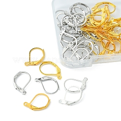 60 個 3 色の真鍮フレンチフックピアスパーツ  水平ループ付き  ニッケルフリー  ミックスカラー  15x10mm  20個/カラー&nbsp;KK-FS0001-16
