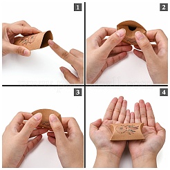 紙枕ギフトボックス  包装箱  パーティーの好意甘いキャンディーボックス  羽模様の編みネット/ウェブ  バリーウッド  9.9x5.5x0.1cm  完成品：8x5.5x2cm&nbsp;LS-CON-J002-S-17A