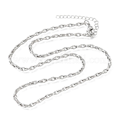 3mm 304ステンレススチール製ツイストオーバルリンクチェーンネックレス（男女兼用）  変色なし  ステンレス鋼色  16.85インチ（42.8cm）  リンク：5.5~6x3x1.5mm&nbsp;SA-CBAB767-18A-P