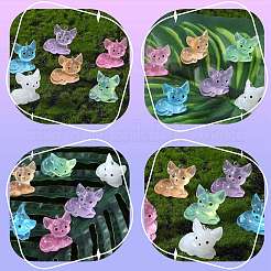 30 個 6 色の蓄光透明樹脂ペンダント  暗闇で光る3D猫チャーム  304ステンレススチールループ付き  ミックスカラー  27x27x17.5mm  穴：2mm  5個/カラー&nbsp;RESI-SZ0003-40