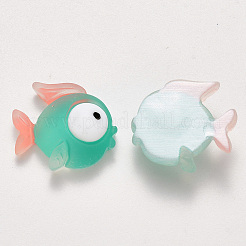 半透明のつや消し樹脂カボション  魚  ライトシーグリーン  21x19x8mm&nbsp;X-CRES-N022-15