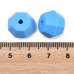 シリコンビーズ  ポリゴン  多面カット  ディープスカイブルー  11x15mm  穴：2mm&nbsp;SIL-E011-01F