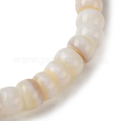 ロンデル 天然淡水貝ビーズ ストレッチブレスレット 女性用  フローラルホワイト  内径：2-1/4インチ（5.8cm）&nbsp;BJEW-JB10911