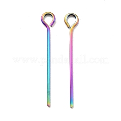 イオンプレーティング（IP）304ステンレススチールアイピン  虹色  20x0.6mm  22ゲージ  穴：1.6mm&nbsp;STAS-E156-01M-02
