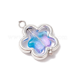 合金とガラスのペンダント7個  花  17.5x14x3.5mm  穴：1.8mm&nbsp;PALLOY-JF03366-01