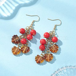 合成ターコイズとアクリルのダングルイヤリング  女性用304ステンレススチール製イヤリング金具付き  ミックスカラー  67mm&nbsp;EJEW-JE06836