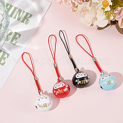 4Pcs 4 Colors Japanese Style Brass Lucky Cat Pendant Decoration&nbsp;HJEW-GO0001-10