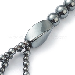 Non-Magnetic Synthetic Hematite Beades 3 Layer Necklaces&nbsp;NJEW-J058-02