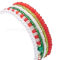 6Pcs 6 Style Glass Beaded Stretch Bracelets Set&nbsp;BJEW-JB09394