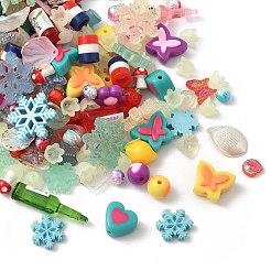 不透明な樹脂ビーズとペンダント  混合図形  混合スタイル  ミックスカラー  10.5~42x13~40x1.3~22mm  穴：1.5~2.7mm  約180個/500g&nbsp;RESI-XCP0001-10