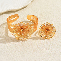 Luxury Iron Bridal 3D Flower Bangles & Rings for Women&nbsp;HI9521