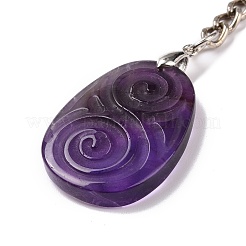 Natural Amethyst Teardrop with Spiral Pendant Keychain&nbsp;KEYC-A031-02P-04