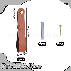 合成皮革＆合金＆鉄フックリングベルト  長方形  チョコレート  180x33x10mm&nbsp;FIND-WH0126-996B