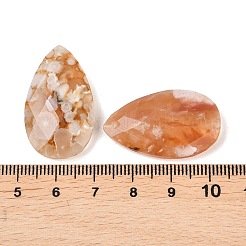 天然桜めのうペンダント  ファセットティアドロップチャーム  30.5~31x18~19x6.5~7mm  穴：1.5mm&nbsp;G-K381-09