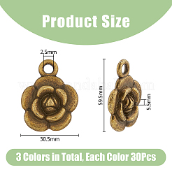 90Pcs 3 Colors Tibetan Style Alloy Pendants&nbsp;FIND-DC0004-18