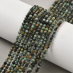 天然石アフリカンターコイズビーズ連売り  多面カット  ラウンド  3mm  穴：0.5mm  約119個/連  38cm&nbsp;G-F509-29-3mm