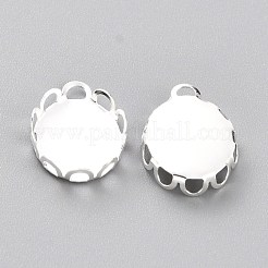 304ステンレススチールチャームカボションセッティング  レースエッジベゼルカップ  オーバル  銀  12x9x2mmトレイ：9mmx8mm&nbsp;STAS-Y001-11S