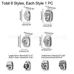 8Pcs 8 Style 304 Stainless Steel Slide Charms&nbsp;STAS-UN0021-02