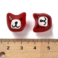 ペイントガラスビーズを焼く  エナメル  犬  暗赤色  14~14.5x14.5x14~14.5mm  穴：1.4mm&nbsp;LAMP-I028-02E