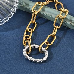 Two Tone 304 Stainless Steel Link Bracelets&nbsp;BJEW-P396-01E-A